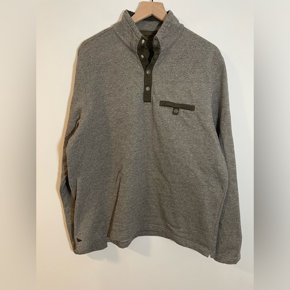 UNTUCKit Snap Fleece Pullover Gray & Olive Green Trim Mens Sz XL Parkson #41232 - Picture 1 of 11